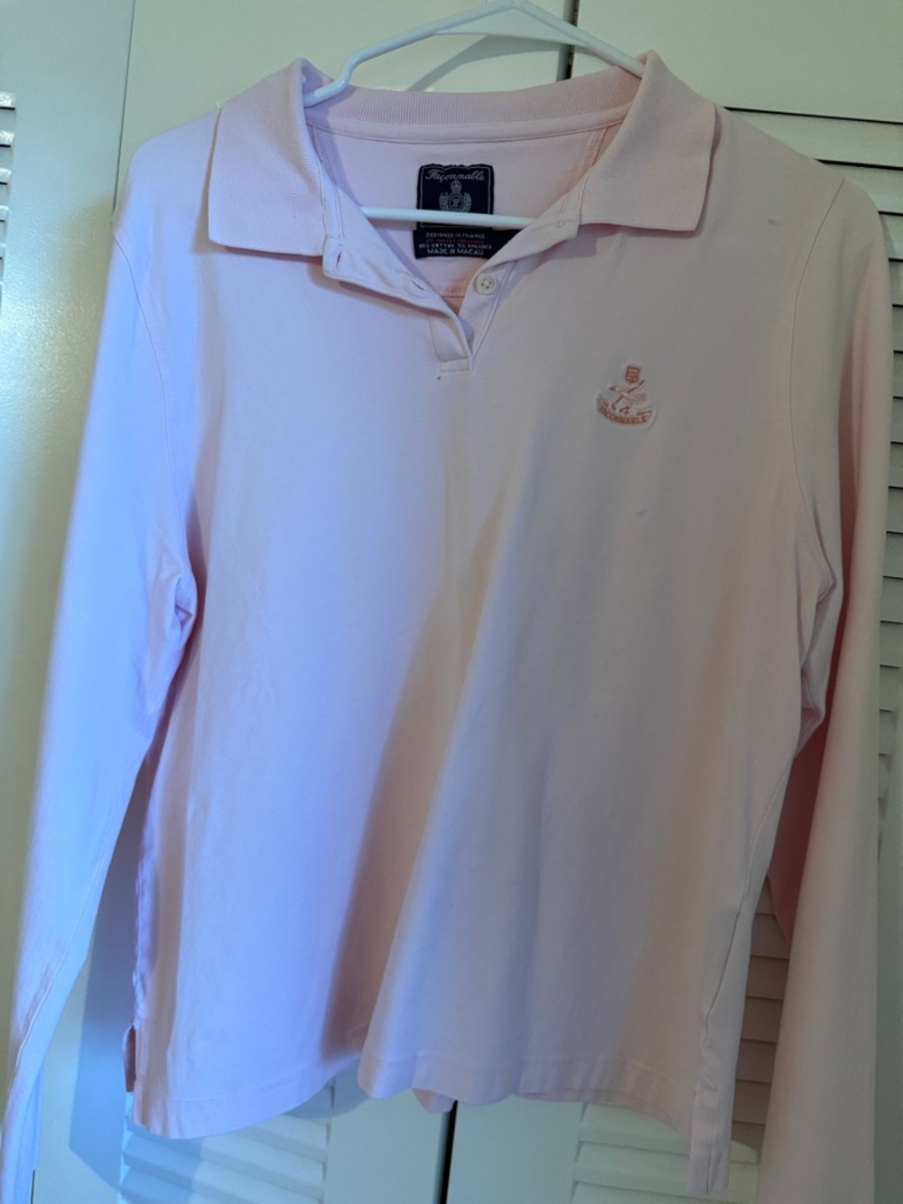 Faconnable Pale Pink Long Sleeve Polo Top